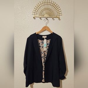 Skies Are Blue Navy Blazer with Floral Lining